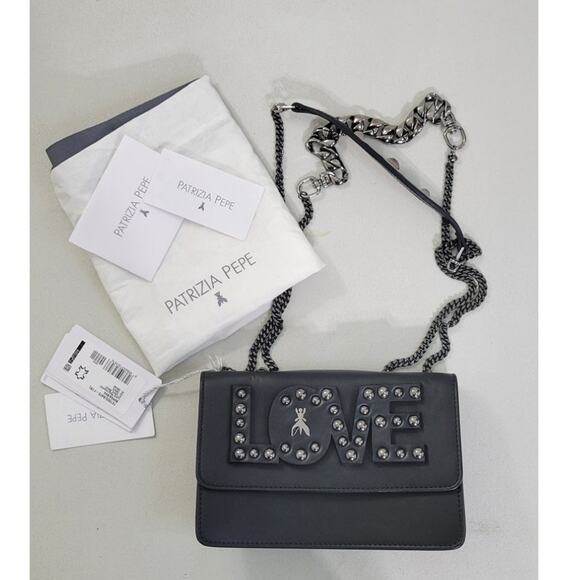 Patrizia Pepe Love Regimental Leather Crossbody Bag Gothic Whimsical Punk NWT - Picture 1 of 12
